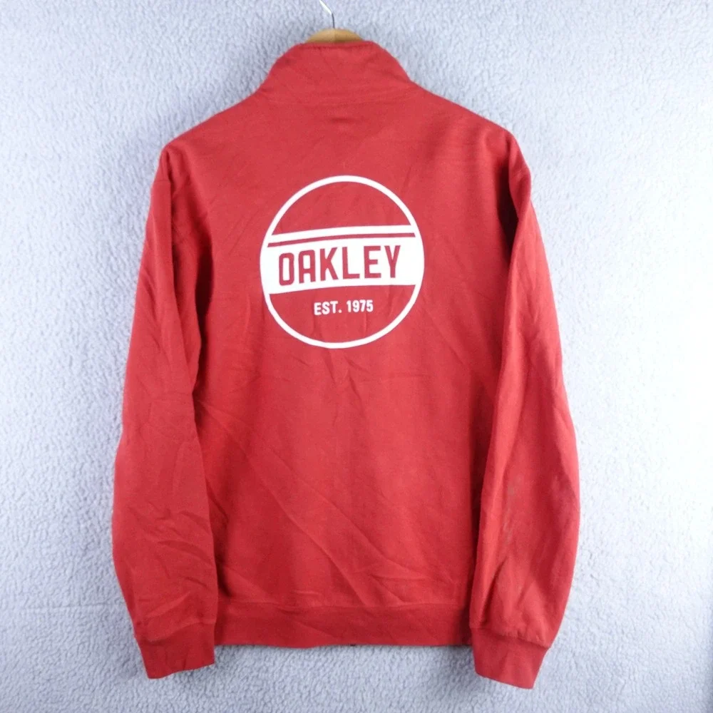 Oakley‎ Mens Red Full Zip Track Jacket Custom Fit Fleece Logo Size Medium